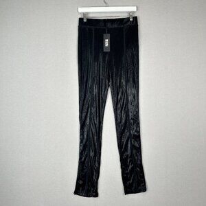 Poster Girl Dolls Kill Womens Pants Medium Black Shiny Split Hem Festival Club